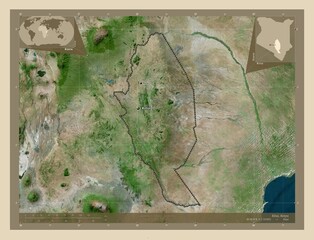 Kitui, Kenya. High-res satellite. Labelled points of cities