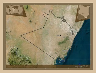 Kwale, Kenya. Low-res satellite. Labelled points of cities