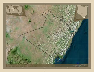 Kwale, Kenya. High-res satellite. Labelled points of cities