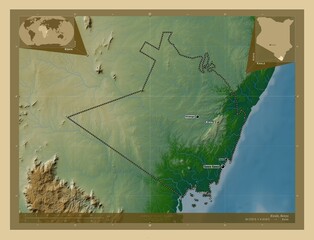 Kwale, Kenya. Physical. Labelled points of cities