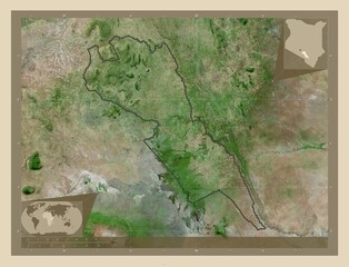 Makueni, Kenya. High-res satellite. Major cities