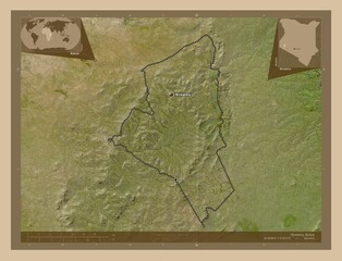 Nyamira, Kenya. Low-res satellite. Labelled points of cities