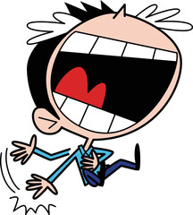 爆笑して涙が出ている男性