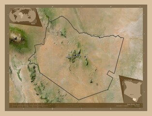 Taita Taveta, Kenya. Low-res satellite. Labelled points of cities