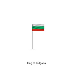 National flag of Bulgaria on a pole. Vector drawing.