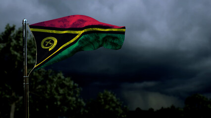 Vanuatu flag for memorial day on dark storm cumulus - abstract 3D illustration
