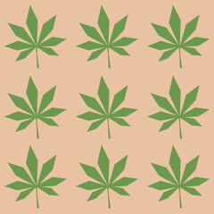 illustration of a seamless pattern green leaf on a beige background. gift wrapping craft printing on clothing, textiles, printing on tablecloths, bed linen, napkins, children's clothing.