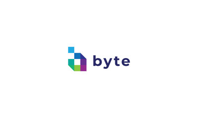 Letter b creative technological modern pixel logo 