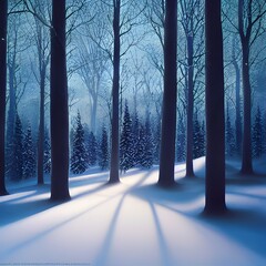 Snow covered forest in winter. 