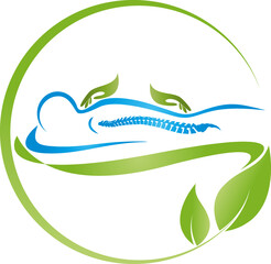 Person, Mensch und Hände, Massage, Orthopädie und Chiropraktiker Logo