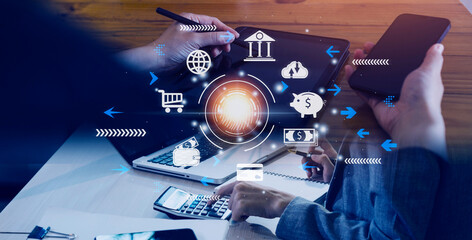 futuristic digital processing of biometric identification fingerprint scanner for access personal financial data. surveillance and security scanning of digital programs cyber futuristic applications