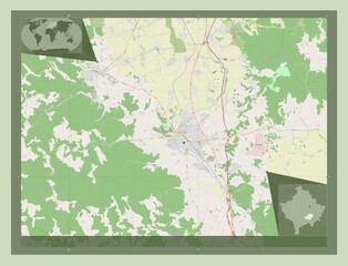 Ferizaj, Kosovo. OSM. Major cities