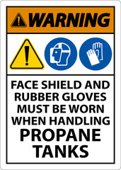 Warning PPE Required When Handling Propane Tanks Sign