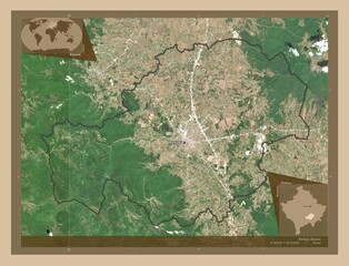 Ferizaj, Kosovo. Low-res satellite. Labelled points of cities
