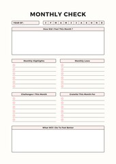 A4_size_Monthly Check Planner Template | Elegant Minimalist Productivity Planner
