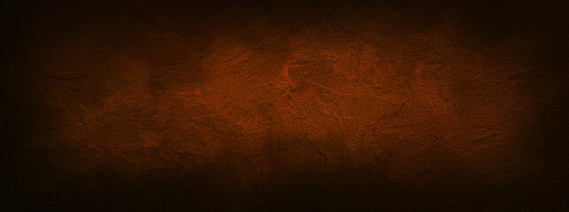 Black Rusty Autumn Halloween Background  -  Dark Orange Concrete Wall Texture  -  Panorama Format - 538178105