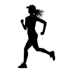 Fototapeta na wymiar silhouette of a young running girl