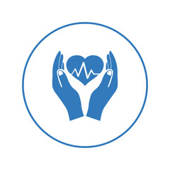 Obraz premium Heart care love on hand icon | Circle version icon |