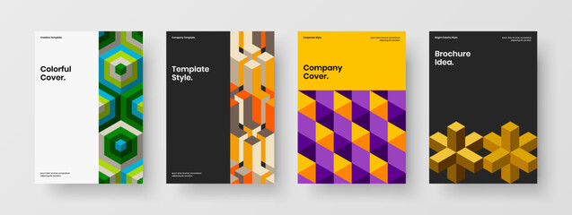Naklejka premium Original mosaic tiles corporate identity template collection. Bright flyer design vector layout composition.