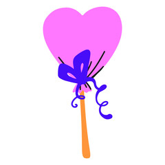 Heart shaped candy hand drawn in doodle style on a transparent background.