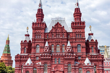 Fototapeta na wymiar The State Historical Museum is the largest national historical museum of Russia in Moscow. The building on Red Square in Moscow was built in 1875