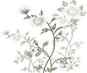 PNG frame of flowers. Vintage floral elements botanical illustration for a wedding card.