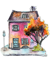 OldHouse&Autumn.Idea for prints posters,pollows,mugs,bags.