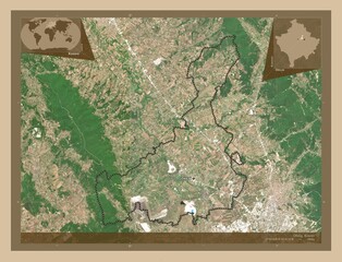 Obiliq, Kosovo. Low-res satellite. Labelled points of cities