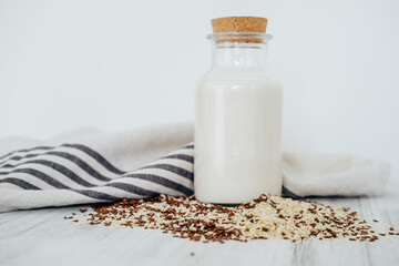 Seed milks. Useful drink. Healthy food. Popular and trendy food.