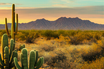 cactus in the desert - obrazy, fototapety, plakaty