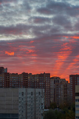 Autumn sunset in the city. Balashikha, Russia