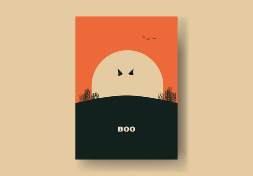 Halloween Moon Ghost Card