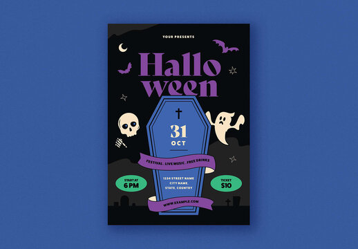 Retro Modern Halloween Party Flyer