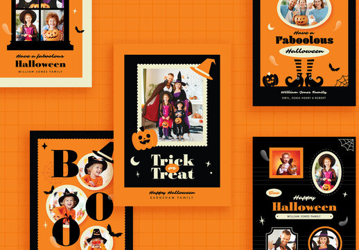 Black Orange Halloween Photo Card