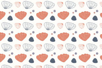 sea shell and bubble seamless pattern
