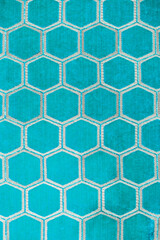 Fragment of velvet febric with hexagon shapes