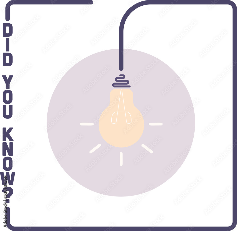 Poster did you know label design with light bulb and rays. logo design