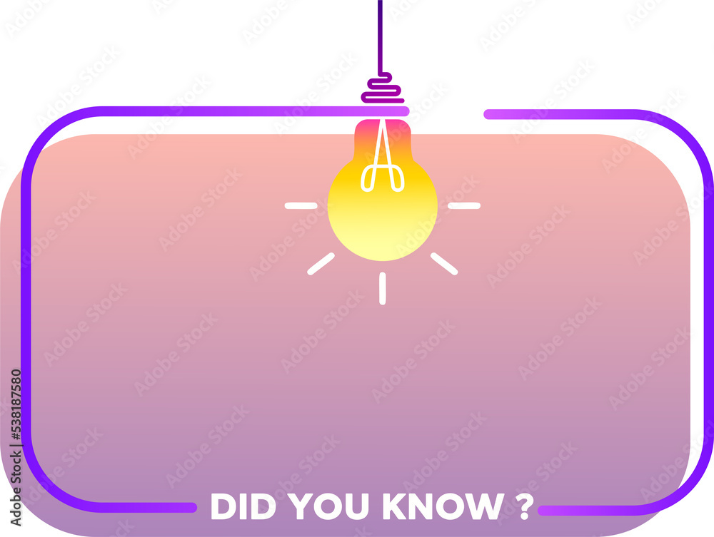 Poster did you know label design with light bulb and rays. logo design