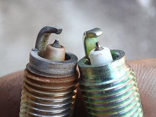 Old and New iridium spark plugs