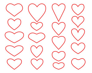 Vector set of hearts different shape. Valentine's day icon collection