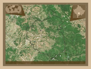 Suhareka, Kosovo. Low-res satellite. Major cities