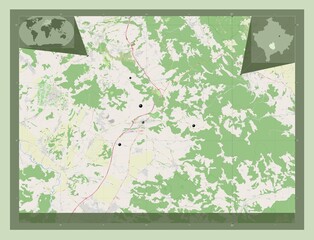 Obraz premium Suhareka, Kosovo. OSM. Major cities