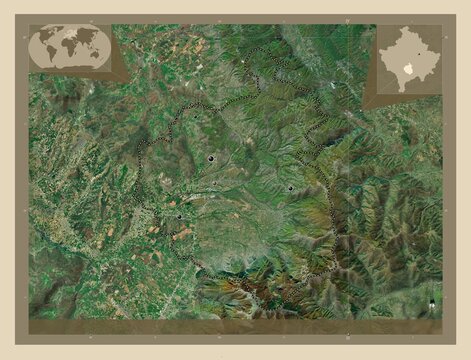 Suhareka, Kosovo. High-res satellite. Major cities