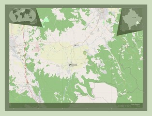 Vitia, Kosovo. OSM. Labelled points of cities