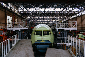 Process of assembling of aircraft in the factory