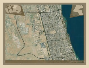 Mubarak Al-Kabeer, Kuwait. High-res satellite. Labelled points of cities