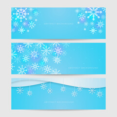 Christmas blue background with snow and snowflake