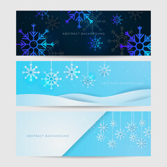 Christmas blue background with snow and snowflake