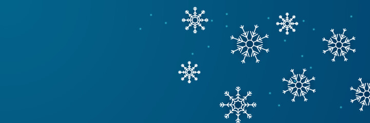 Christmas blue background with snow and snowflake