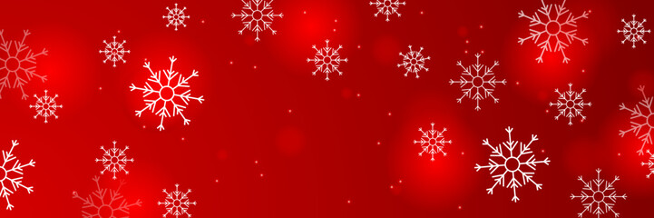 Naklejka na ściany i meble Christmas red background with snow and snowflake. Christmas card with snowflake border vector illustration